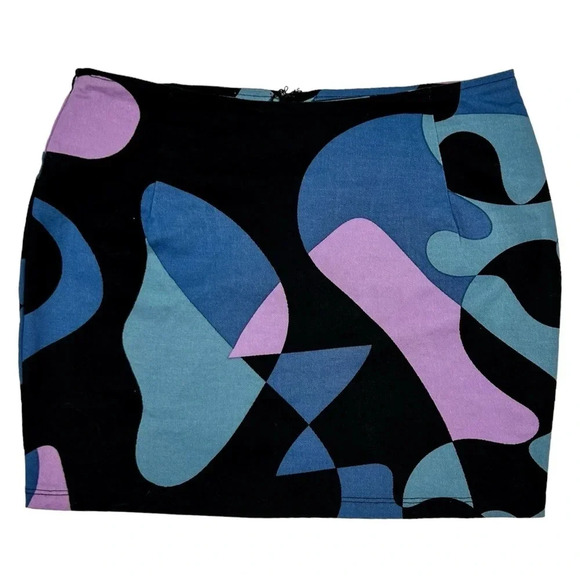 Motel Rocks Abstract Purple Ima Mini Skirt - Picture 1 of 8